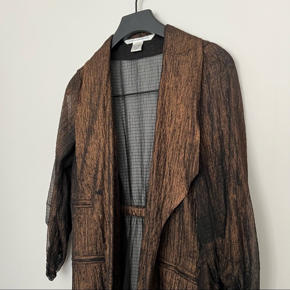 DVF • Brown Metallic Sheen Robe Jacket - Picture 3 of 7